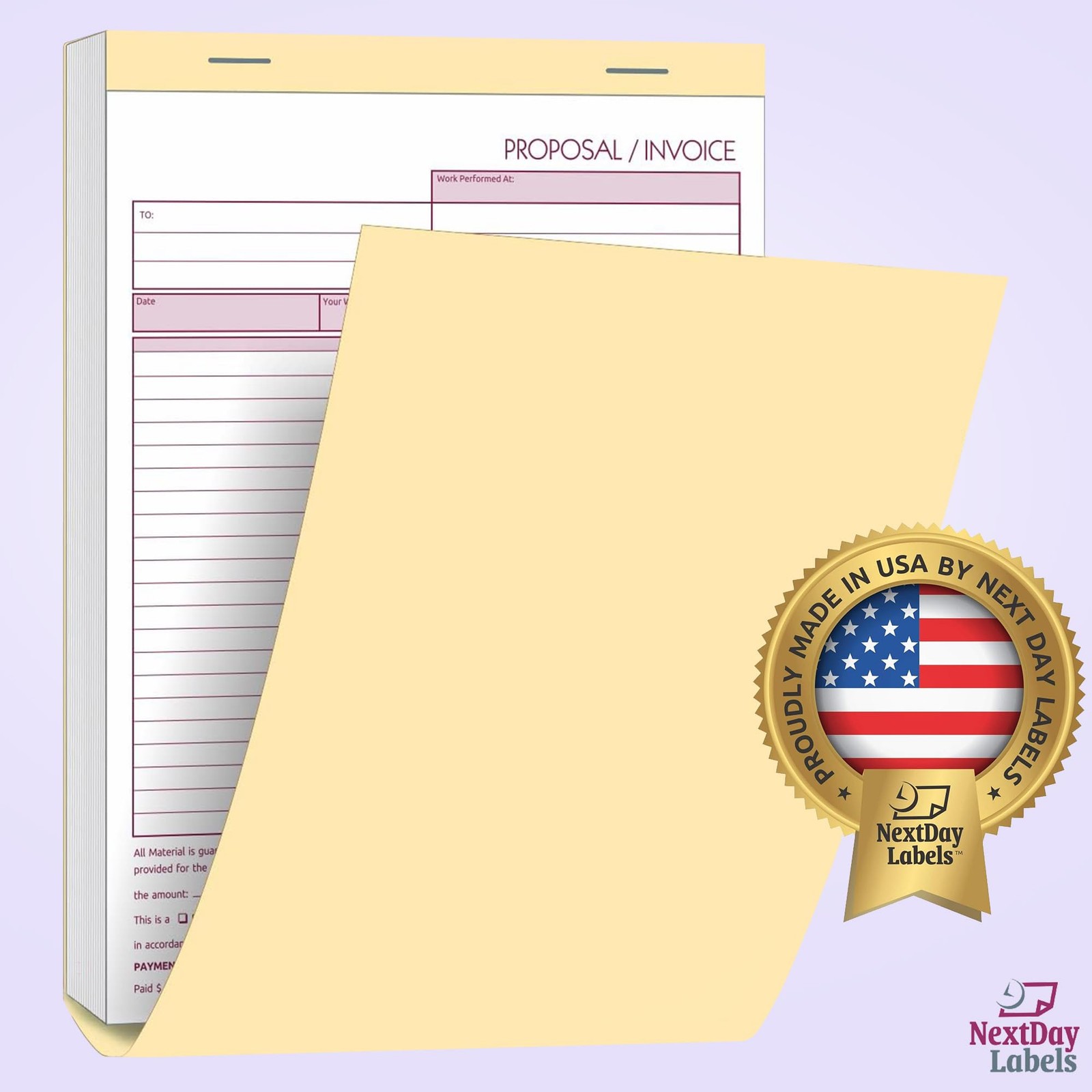 NextDayLabels – Contractor Invoice Book 8.5 x 11 3 Part Carbonless…
