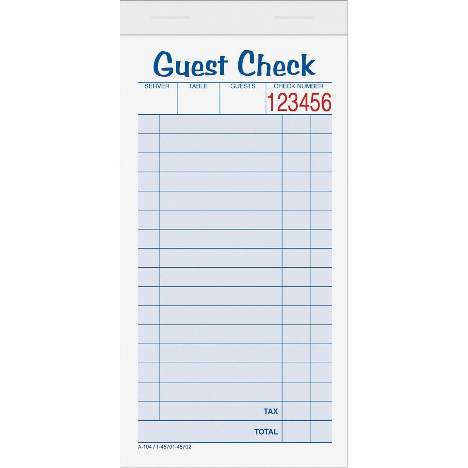 Tops Guest Check Book – 2 Part – 5.50″ X 3.37″ Sheet Size – 10 / Pack (TOP45702)