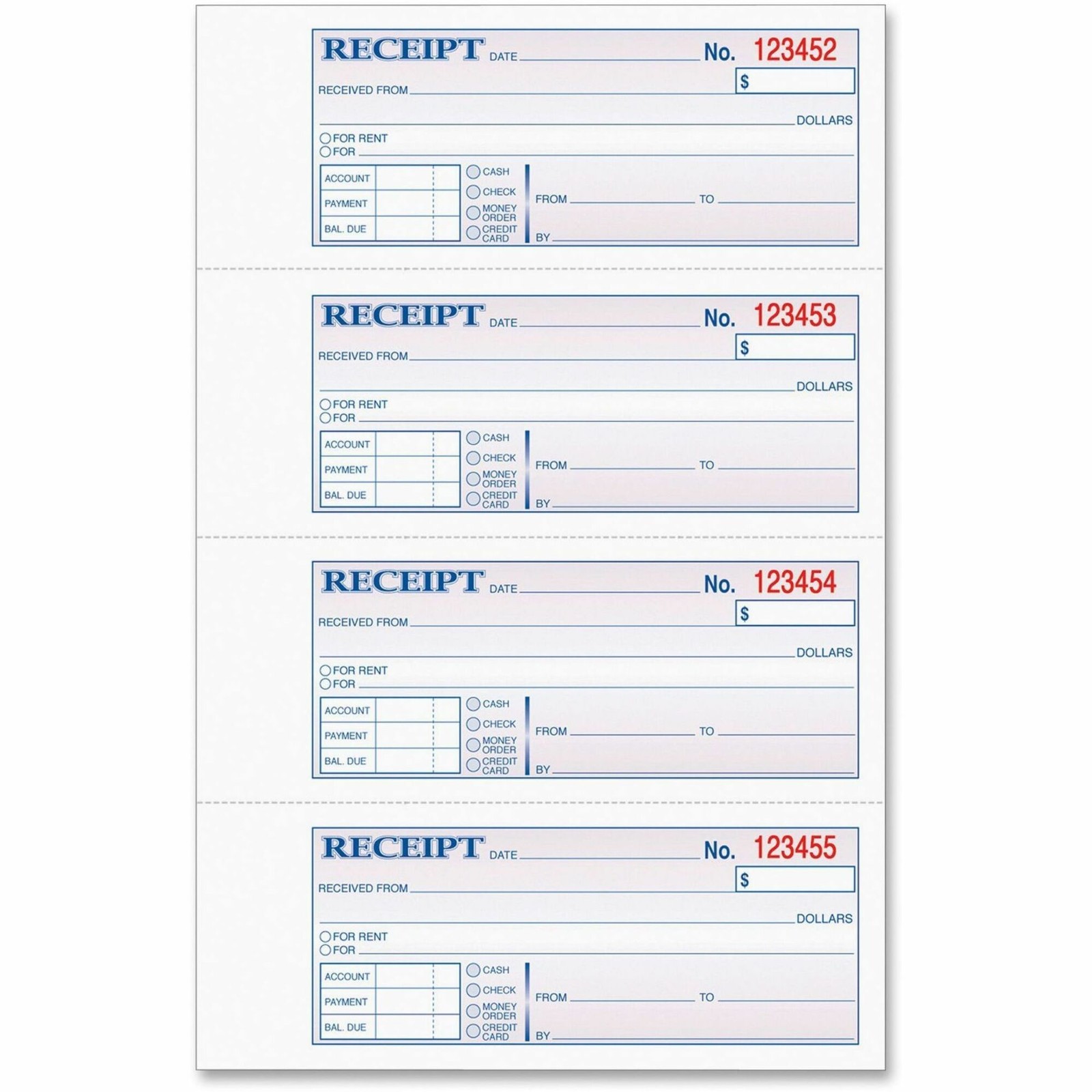 Cardinal Brands TOP46808 Receipt Book 3-Part Carbonless 7.25″x2.75″