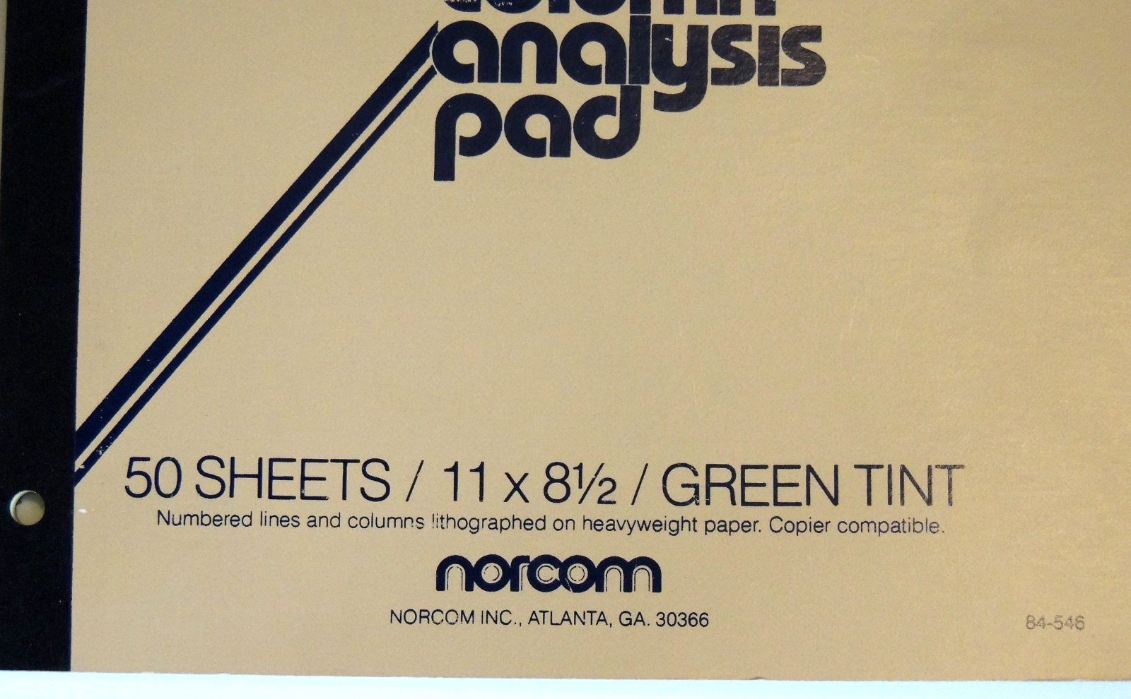 Norcom Brand 6 Column Analysis Pad 11″ x 8.5″ 50 Sheets Green Tint 84-546 NEW