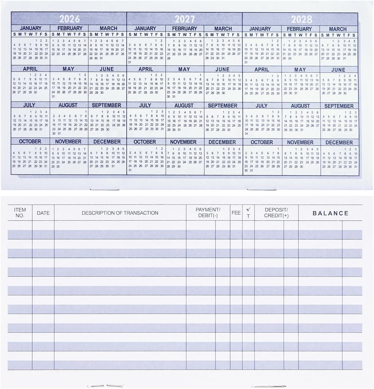 20 Pack Checkbook Register, Check Registers for Personal, Blank Ledger Transacti