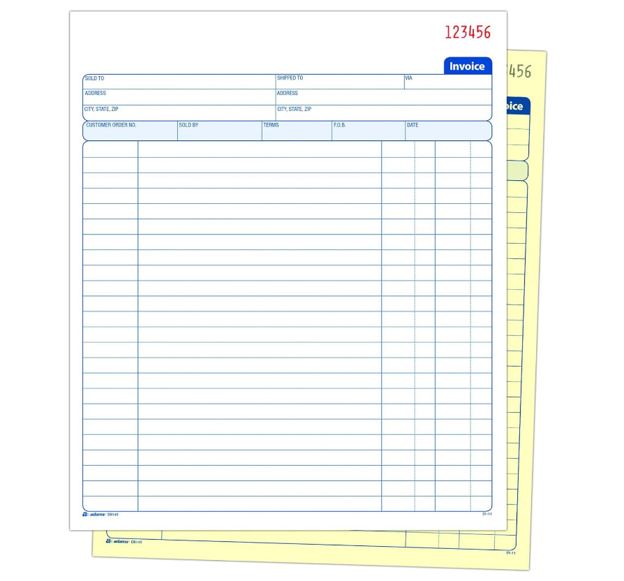 Invoice Sets, 2-Part Carbonless, 50 Sets per Pack (D8140) – White/Canary