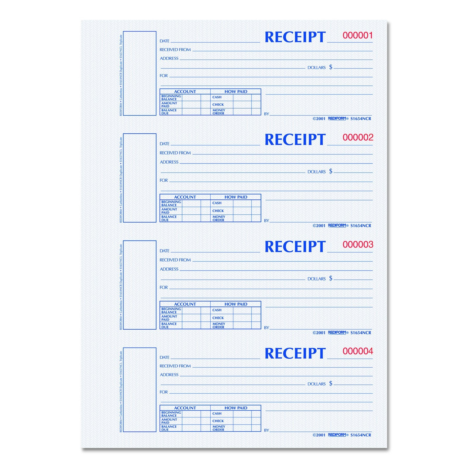Blueline Rediform Hardcover Carbonless Money Receipt Book, 300 Duplicate Sets