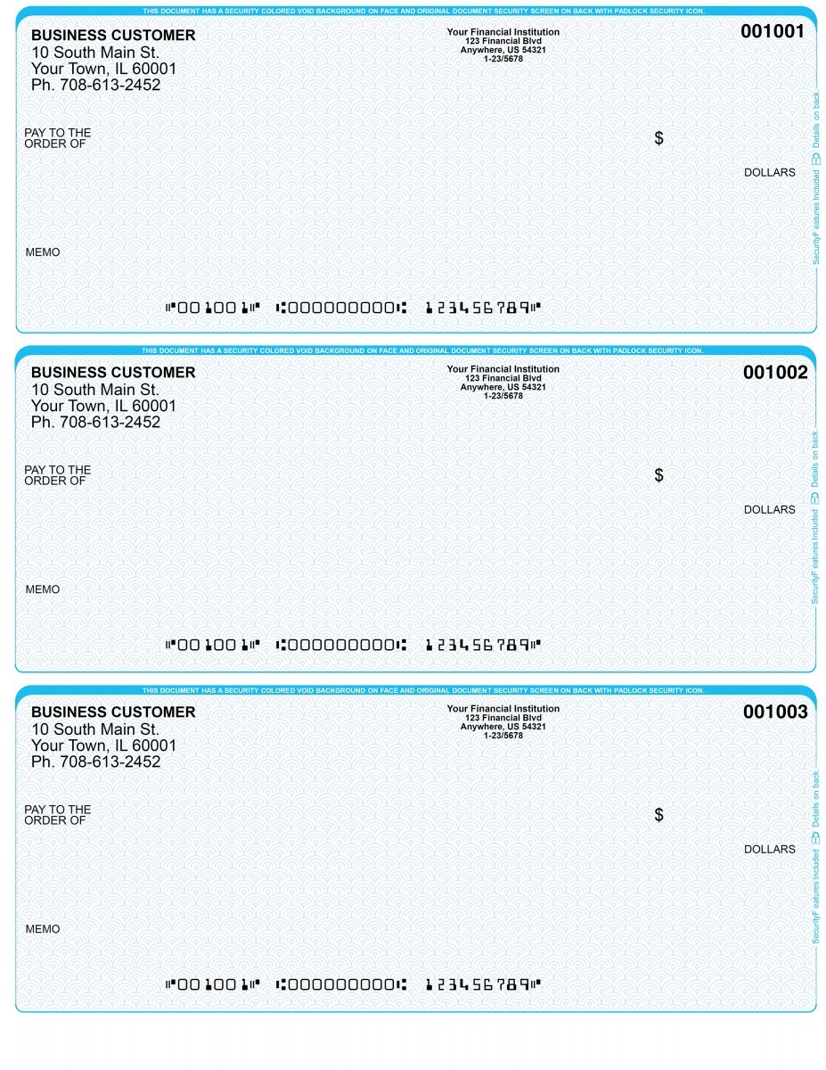 Business Checks / 3 Per Page / QuickBooks / Custom Printed / Logo