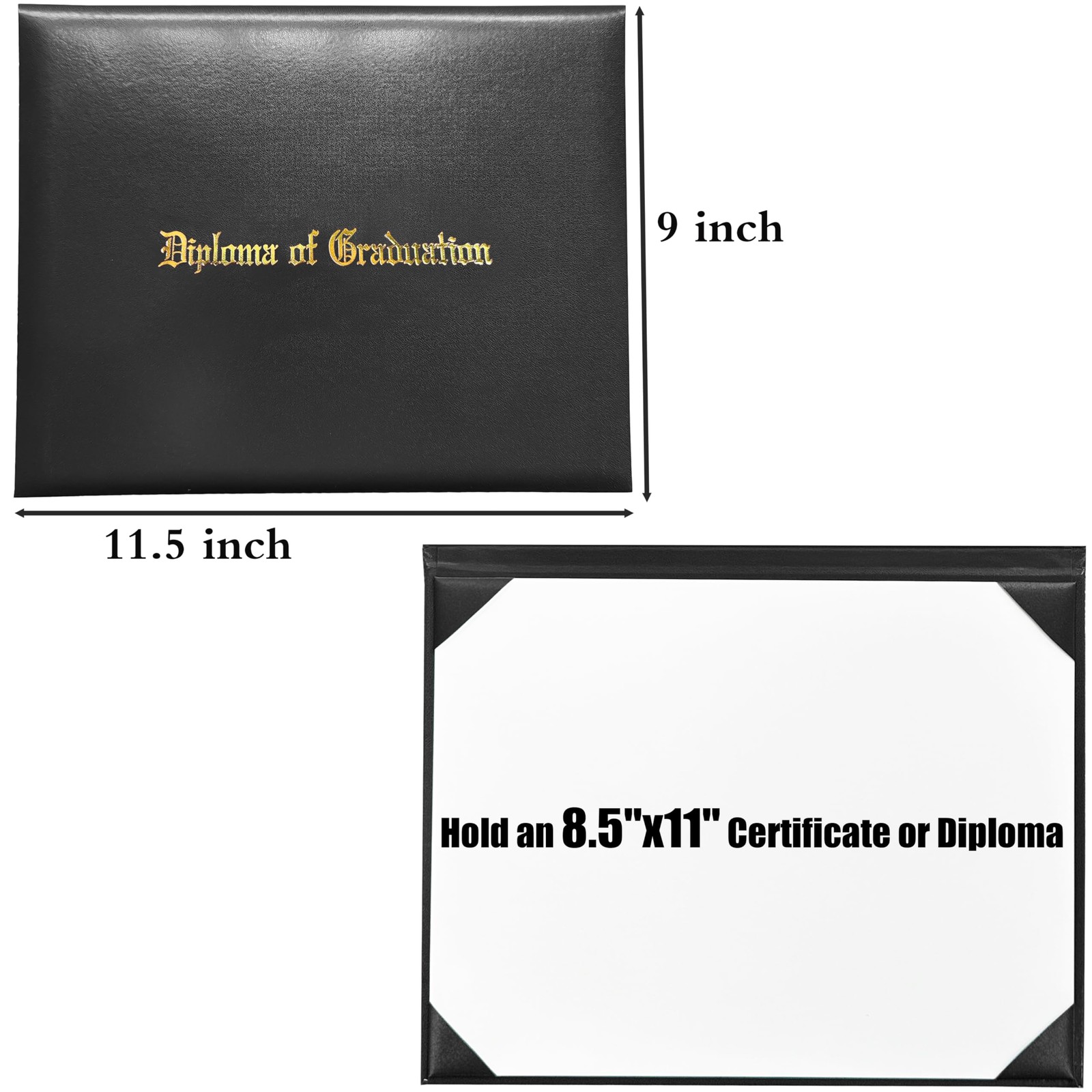 MyGradDay Imprinted Diploma Cover 8.5×11 Holder 1 Pack, Black