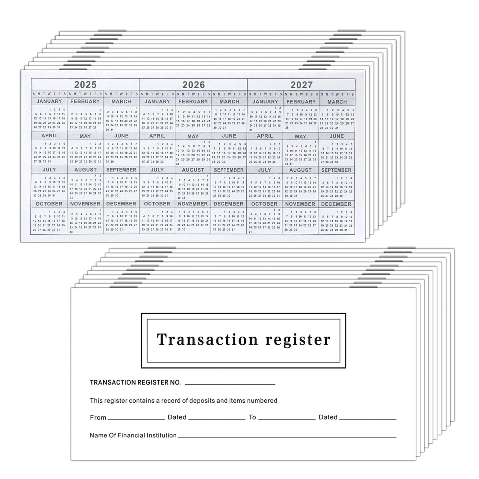 20 PCS Checkbook Register, 6″ x 3″ Easy to Read Black & White Check Registers