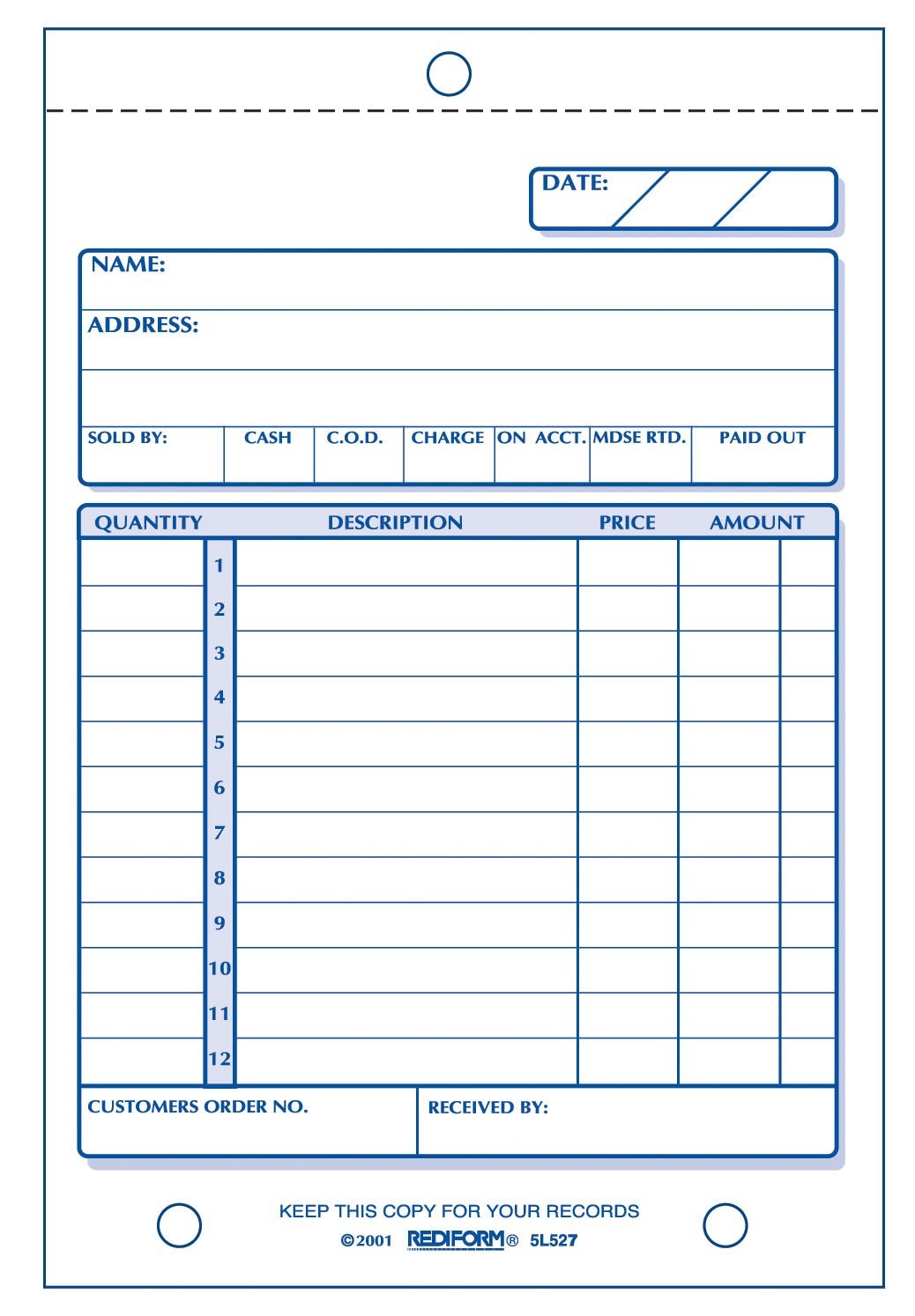 REDIFORM Sales Order Book, Carbonless, 2 Part, 4.25″ x 4″ X 6″, White/Yellow