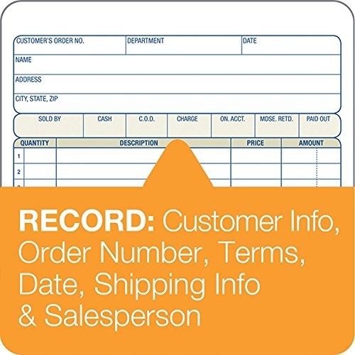 Carbonless Sales Order Book, 2-Part, White/Canary, 50 Sets, 5.5 x 8.5 Inches