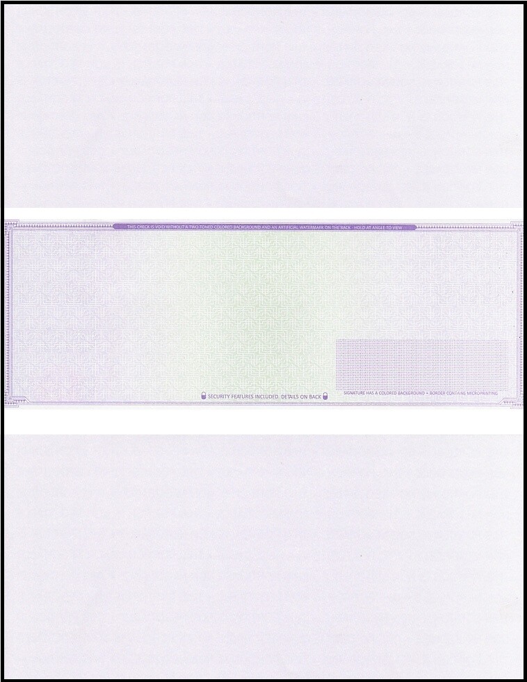 2000 High Security Computer Check Stock Paper – Check in Middle – Purple Mazed