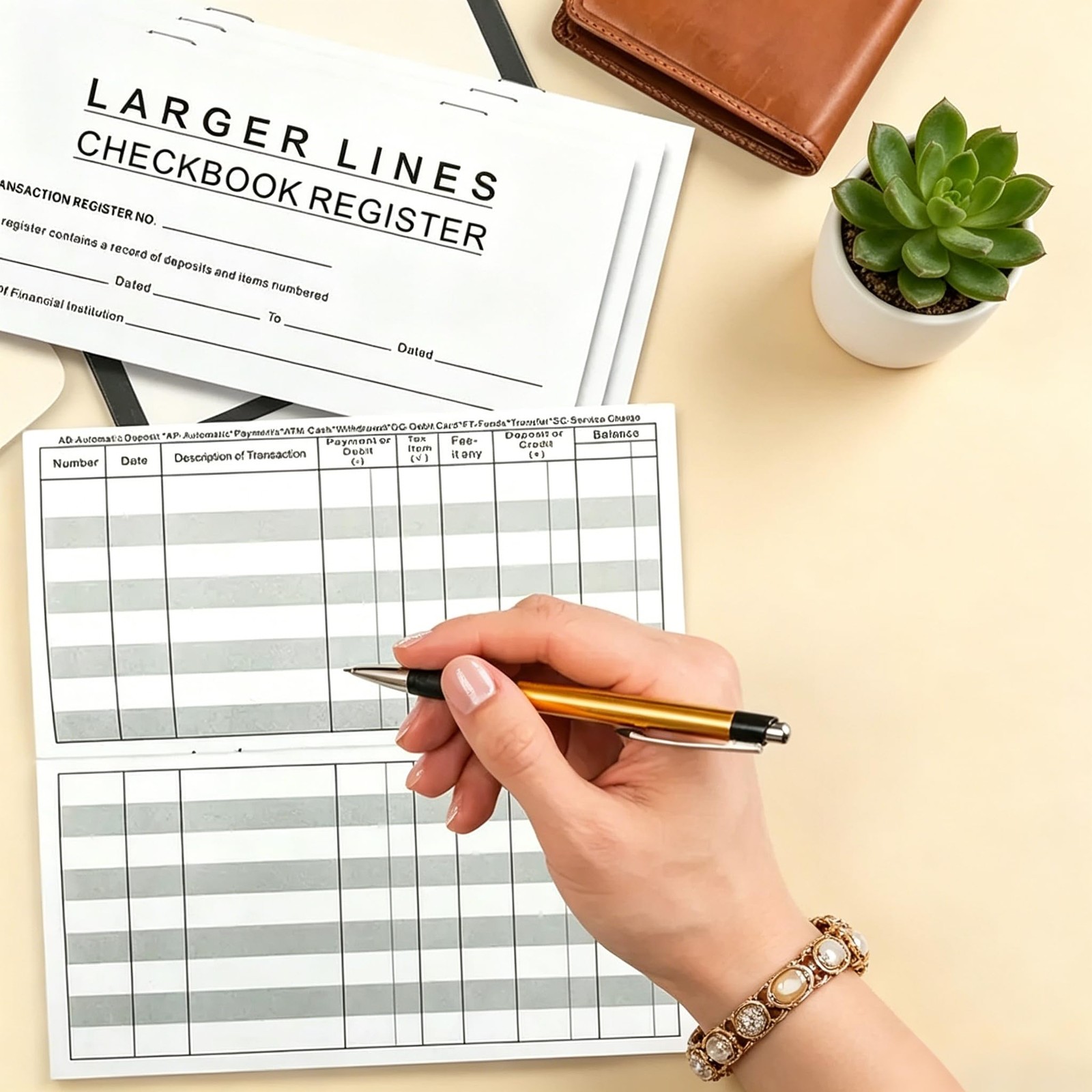 Checkbook Register, Larger Lines Transaction Ledger for Personal or Business …