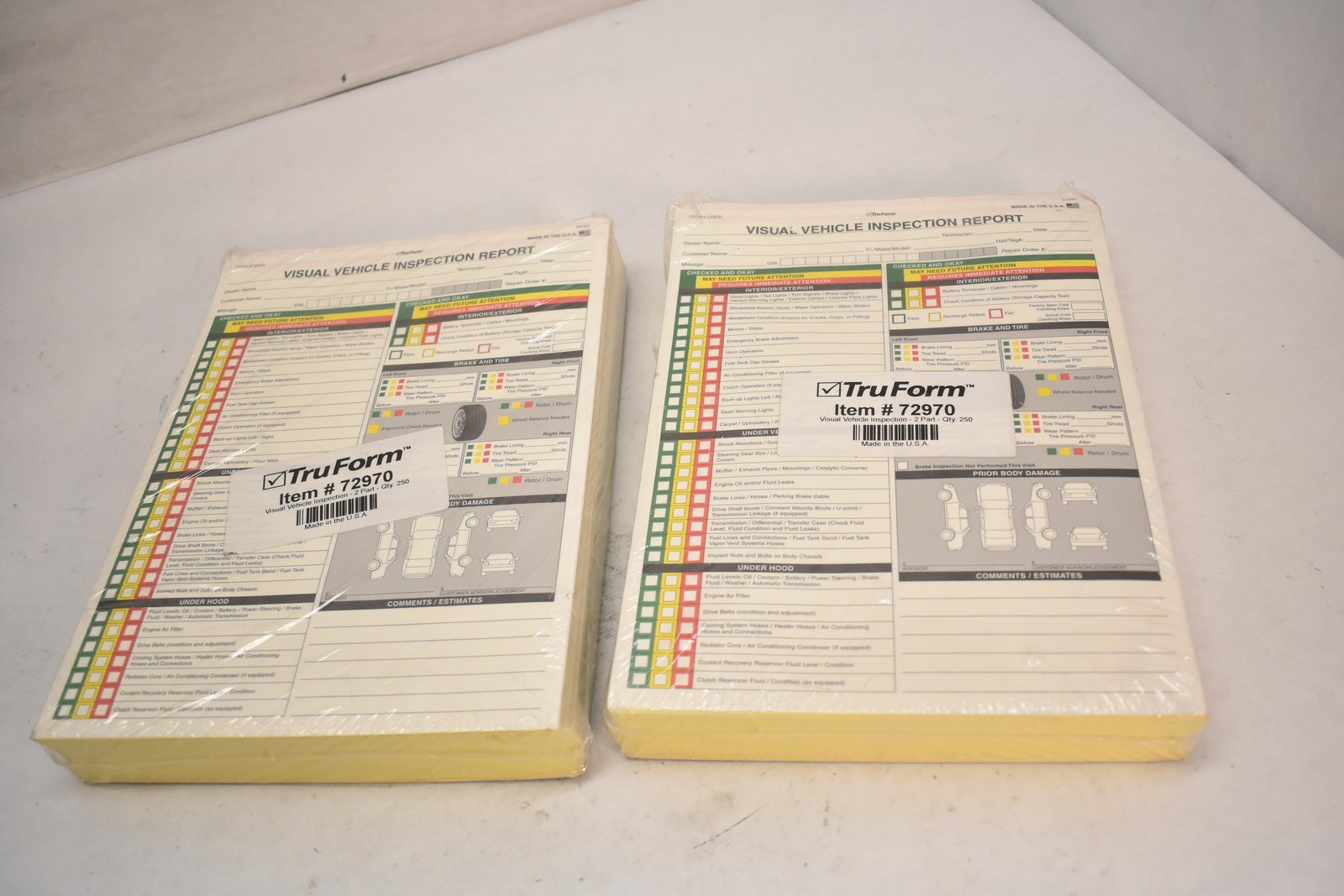 TruForm Visual Vehicle Inspection Report Work Order Forms Lot Of 2 2-Part 250 Ct