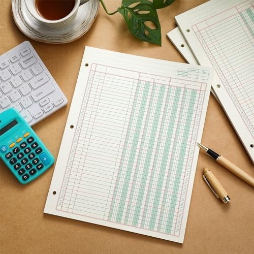 2 Pack Columnar Pad 100 Sheets Accounting Ledger Paper Green Analysis Book 8.5″x