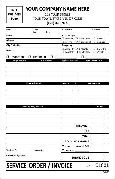 250 Pest Bug Termite Control Service Form/2 Part Carbonless / 5.5 x 8.5 TMG037