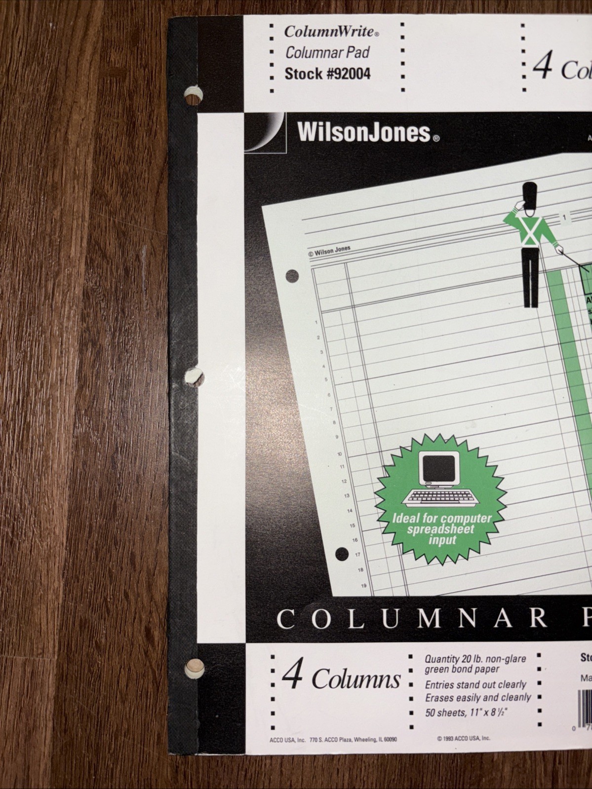 Wilson Jones Columnar Pad 4 Column 49 Pages 11″ X 8.5″ Stock #92004 Vintage 1993