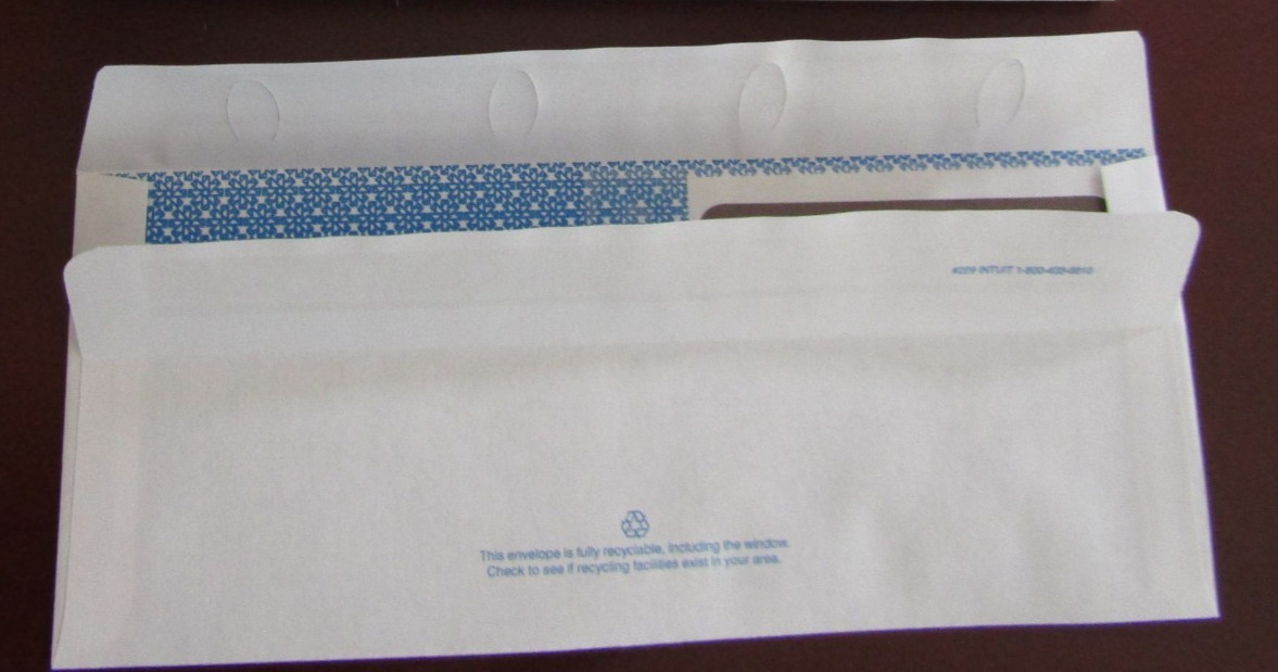 Intuit Quickbooks Envelopes #8 Genuine Intuit w Self Adhesive Security 1 Count