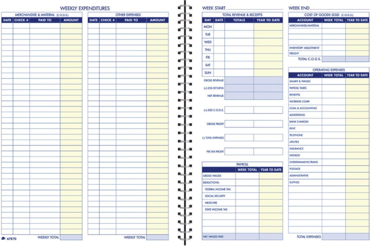 Faux Leather Weekly Bookkeeping Notebook – 8.5 x 11, Non-Dated Financial Record