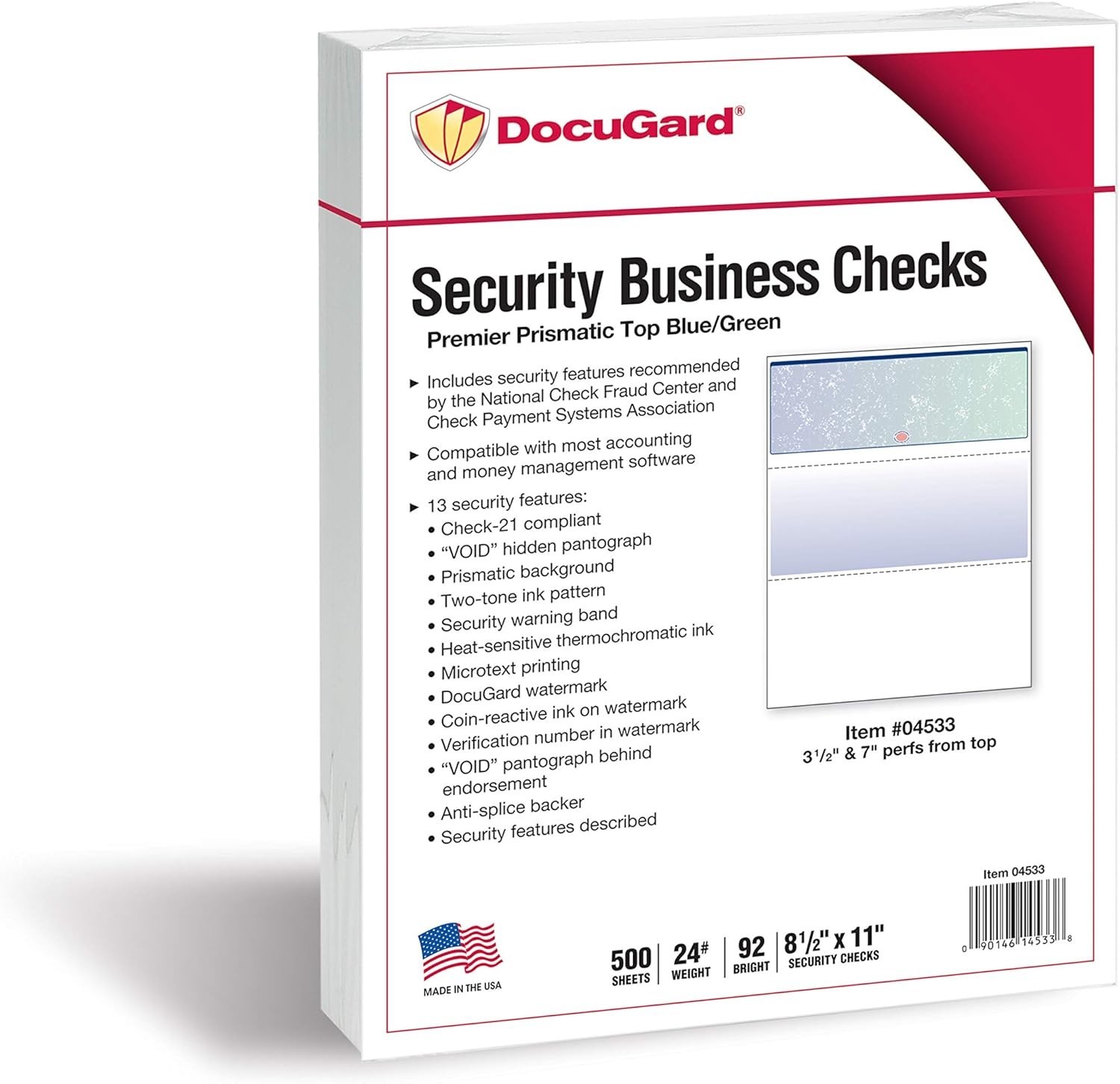 500 Blue/Green Business Checks with 13 Security Features – Eco-Friendly