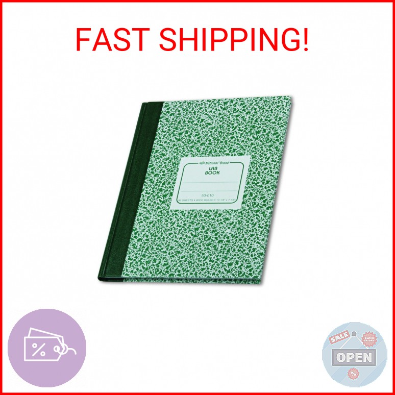 National Lab Notebook, Wide/Legal Rule, Green Marble Cover, (96) 10.13 x 7.88 Sh