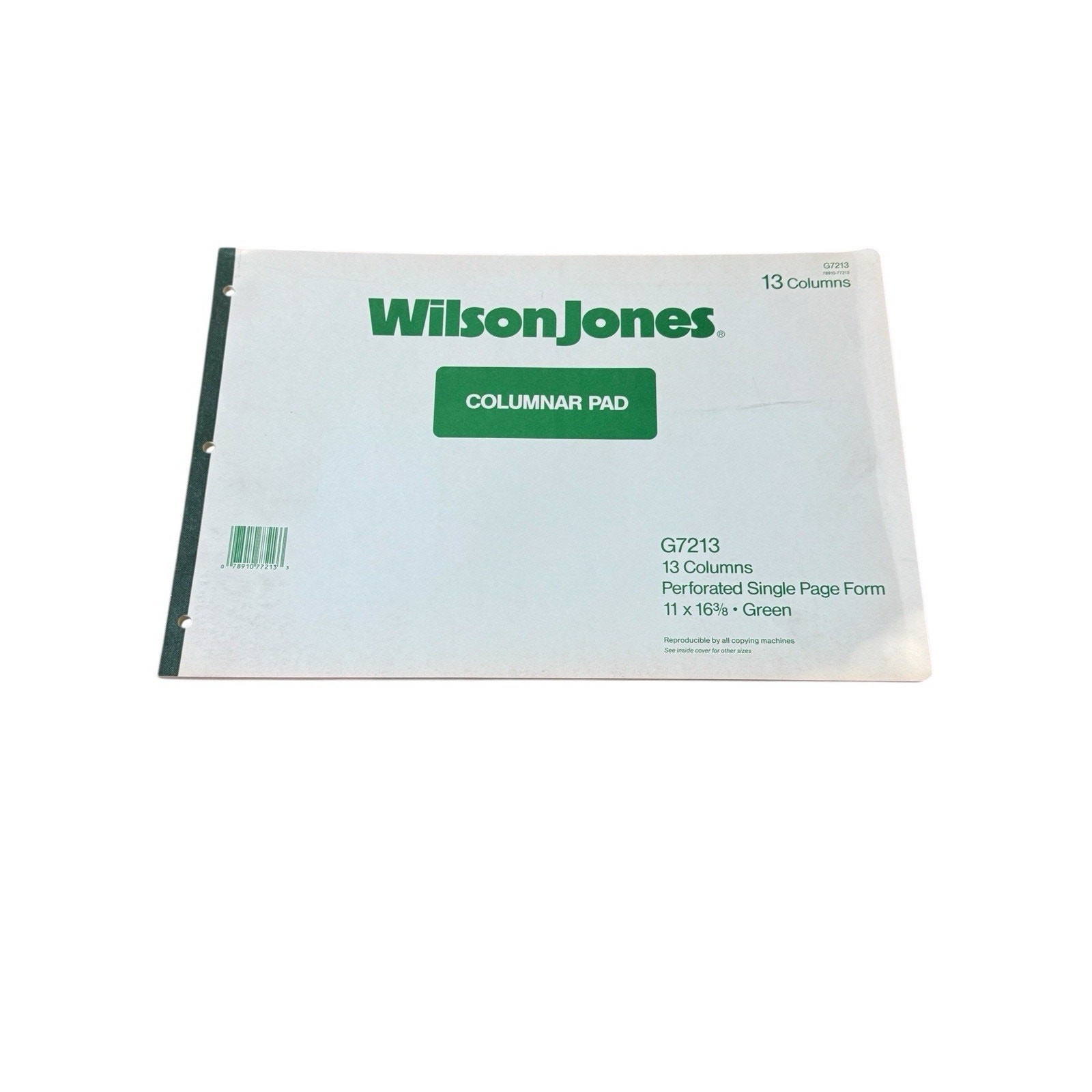 Wilson Jones G7213 Columnar Pad 13 Column Ledger 11×16 Green Perforated 50 Sheet