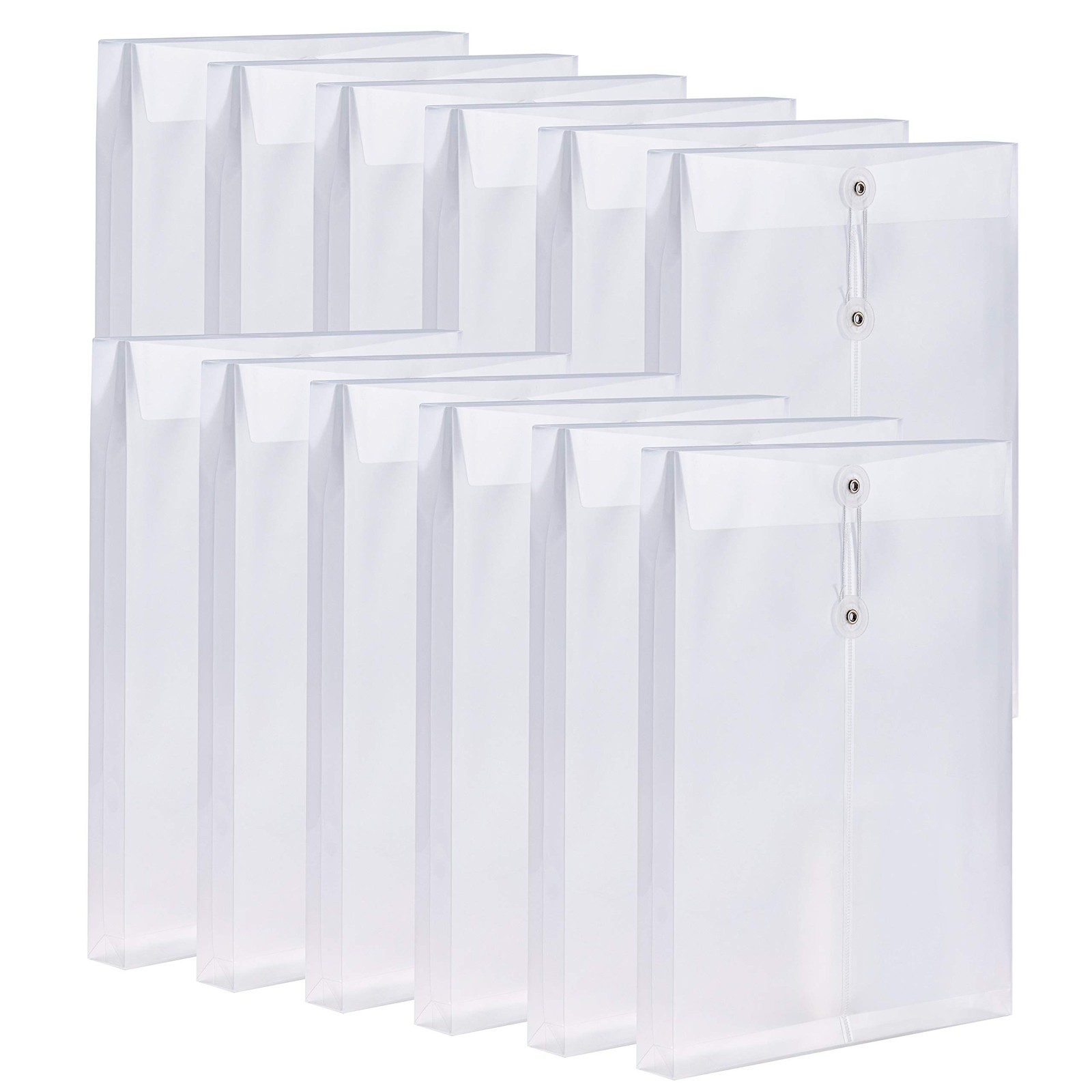 JIZISO 12 Pack Clear Plastic Envelopes Poly Expandable Transparent