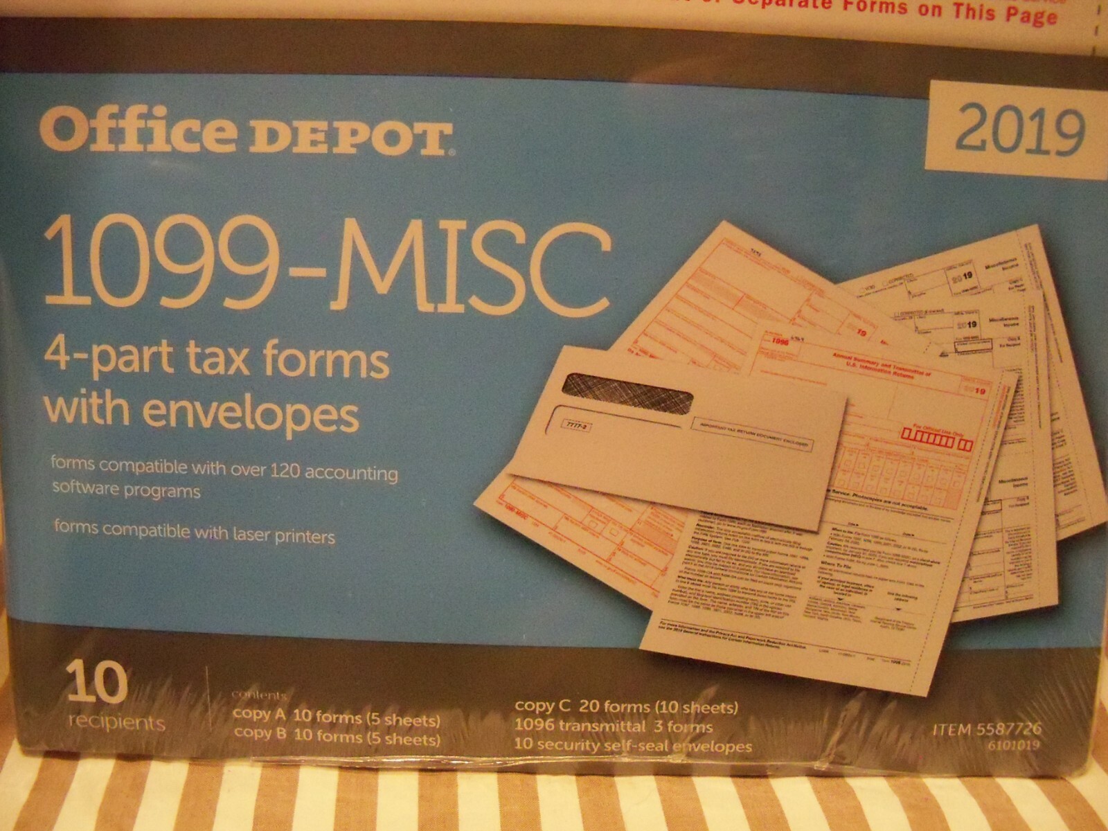 Office Depot 1099-MISC Tax Forms w Envelopes 2019, 4-Part, 10-PK Staples Tax USA