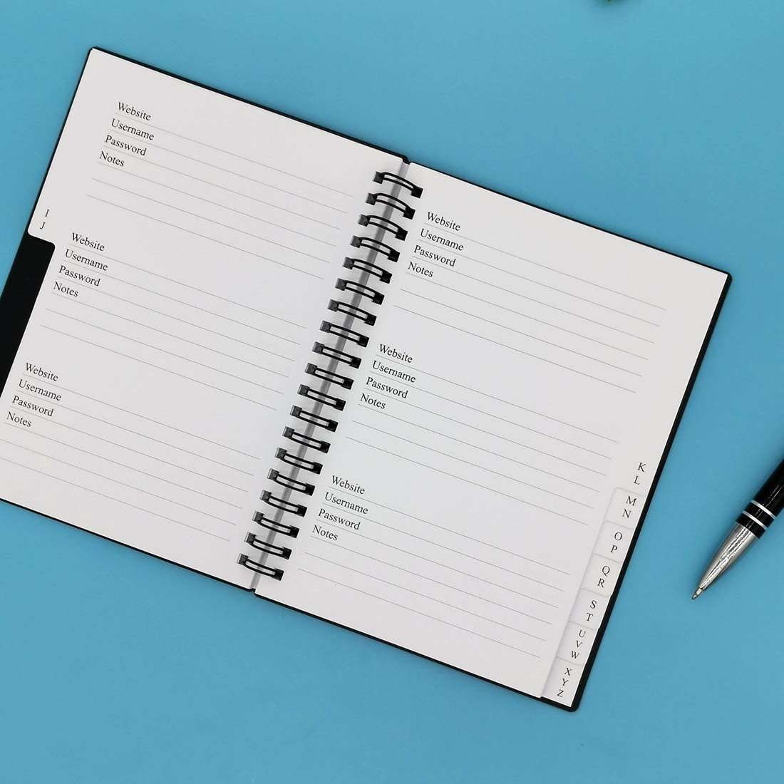 Nokingo Spiral Password Book with Tabs – 5×7 inch Inch, Black