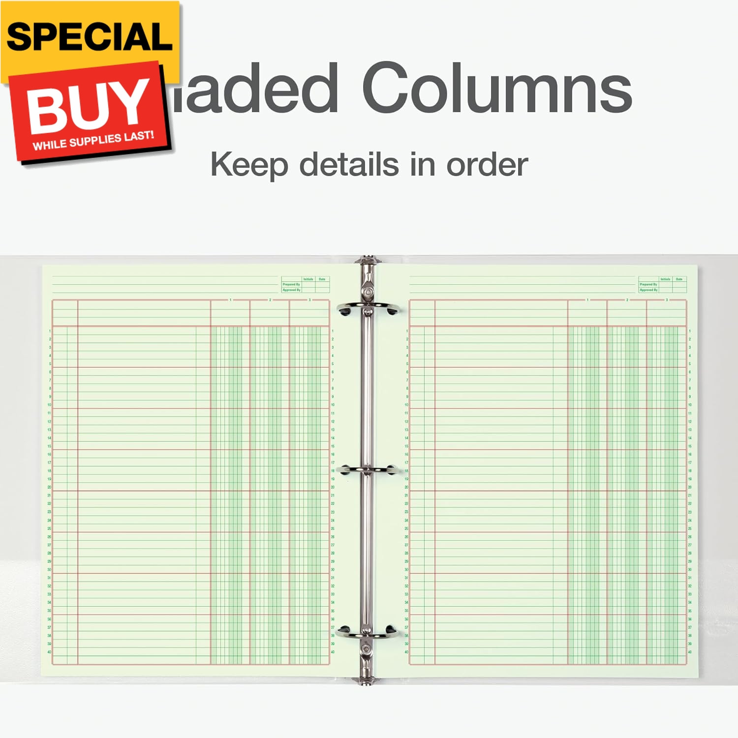 Columnar Analysis Pad, 3 Column, 8 1/2 X 11, Single Page Format, 50 Sheets/pad (