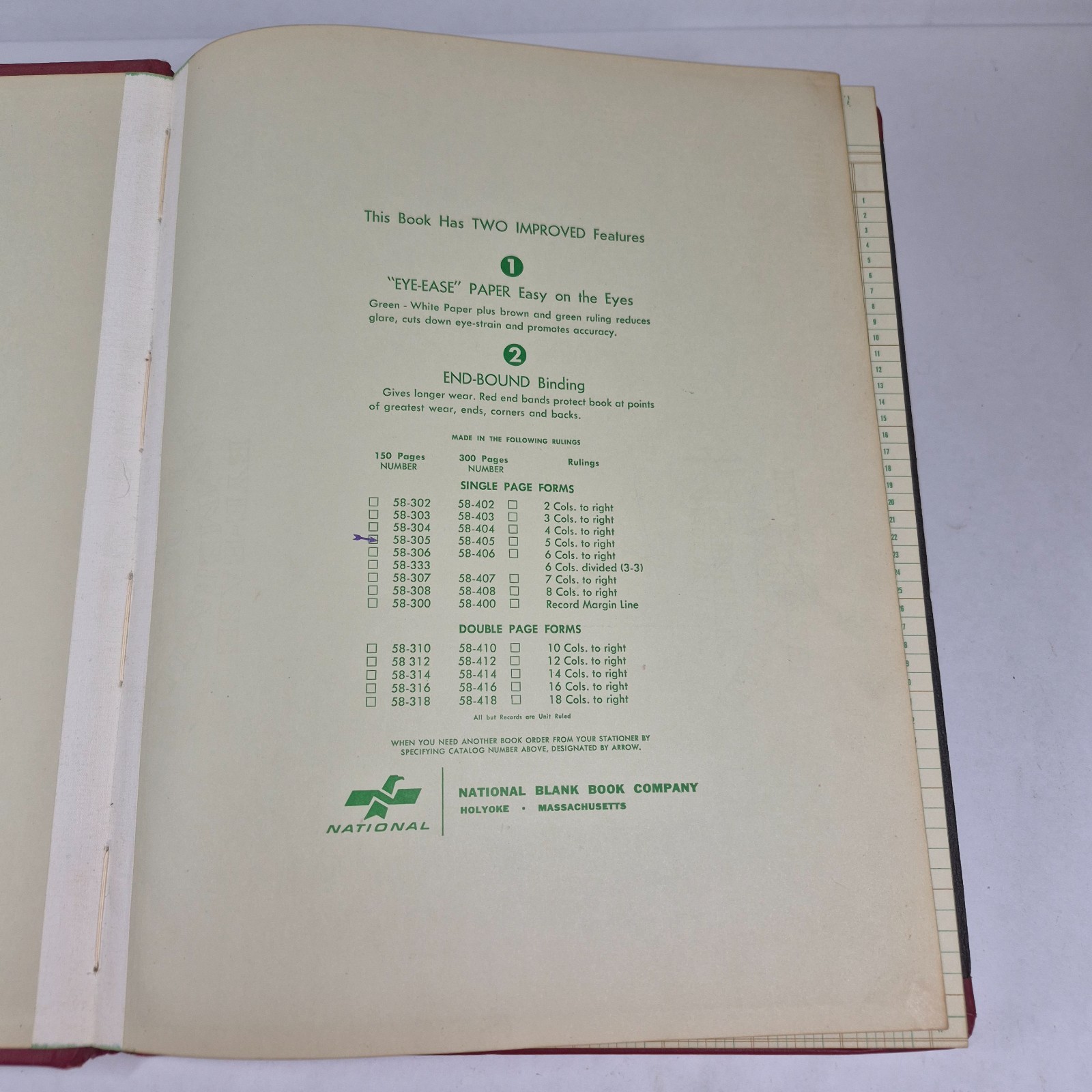 Vintage National Ledger Account Record Book Blank Ruled Pages Red Black 1648