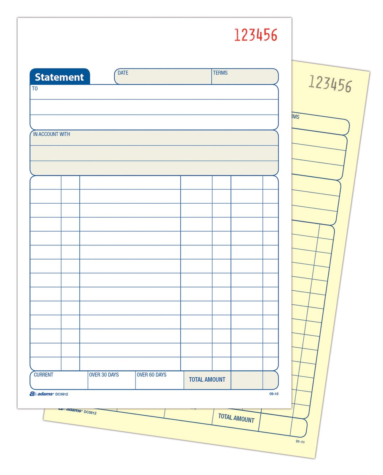 Adams Statement Book, 2-Part Carbonless, White/Canary, 5-9/16 x 8-7/16 Inches,
