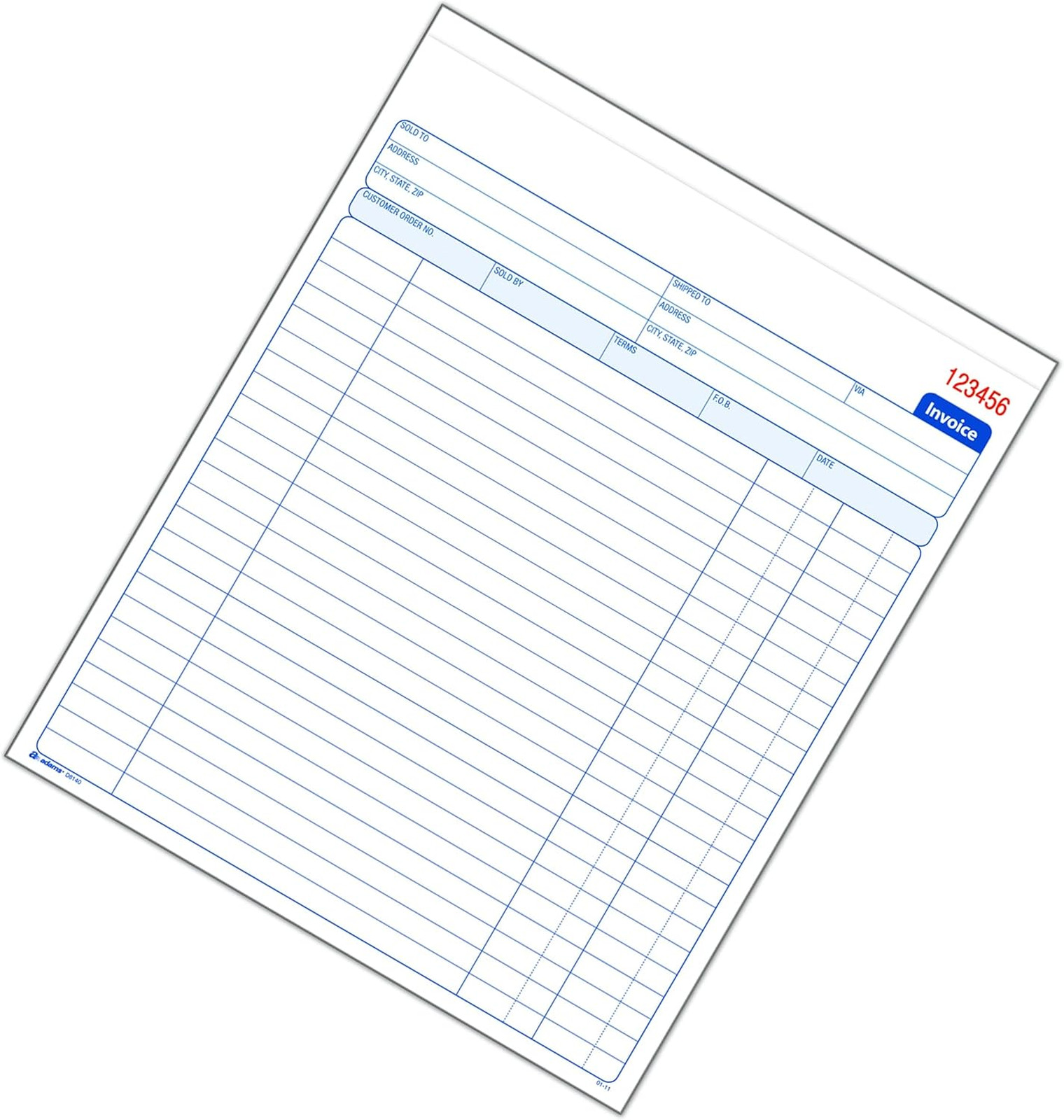 Invoice Book 8-3/8 x 10-11/16 Inches 2-Part Carbonless White Canary 50 Sets