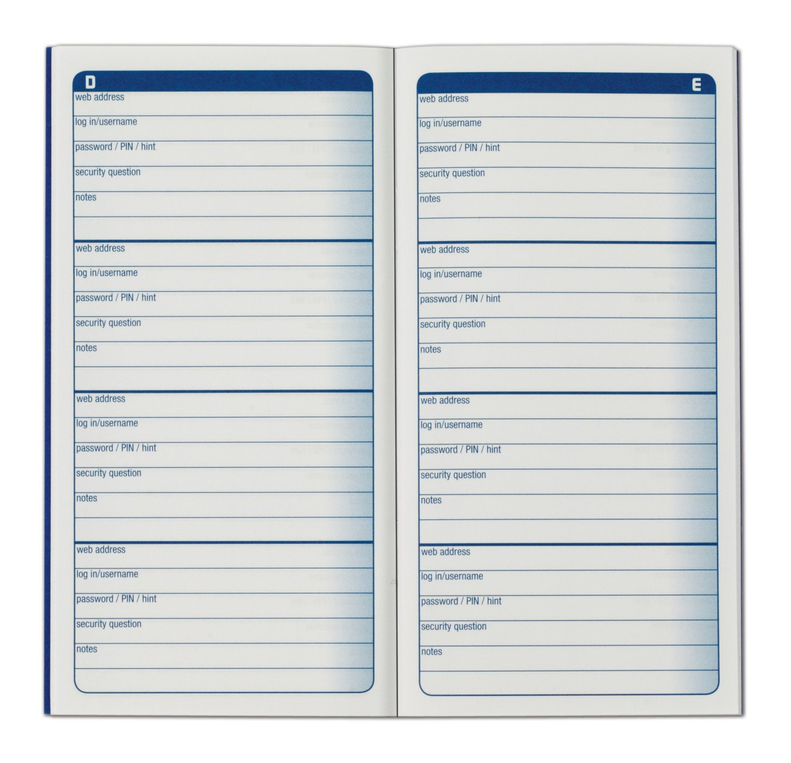 Adams Password Journal, 1 Count, 6.25 x 3.25 Inches, Blue, Alphabetically Organi
