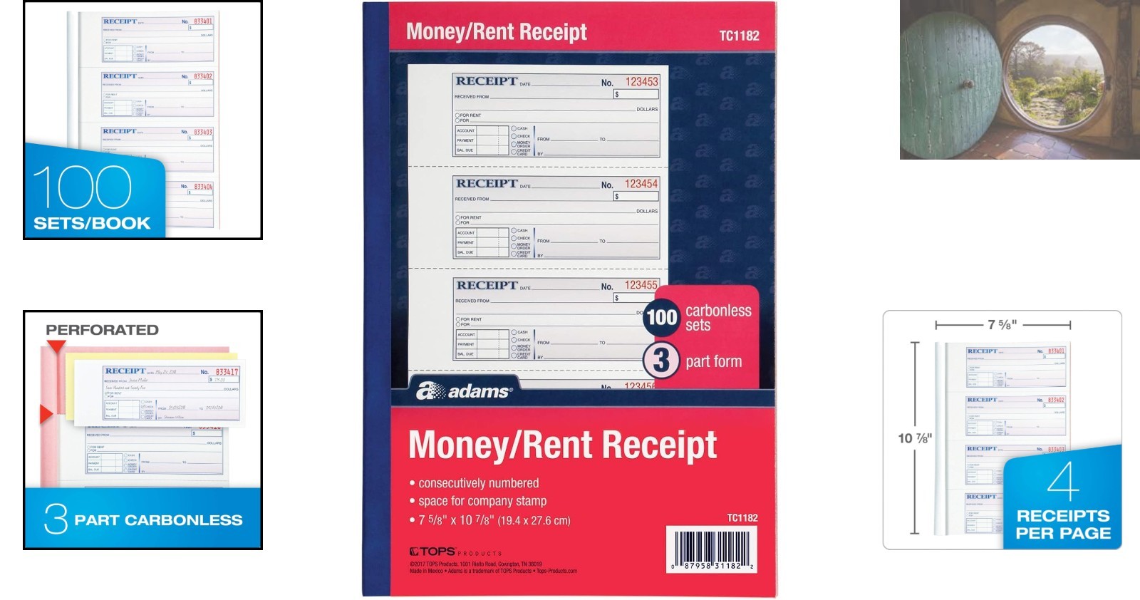 Elegant Money & Rent Receipt Book – 3-Part Carbonless, 100 Sets, Compact Design