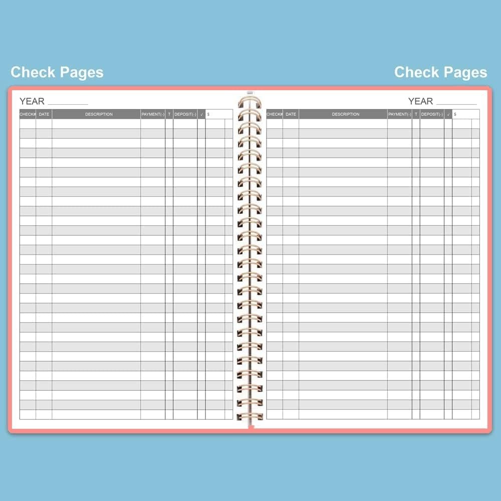 Elegant A5 Rose Check Register Notebook – 112 Pages for Financial Tracking