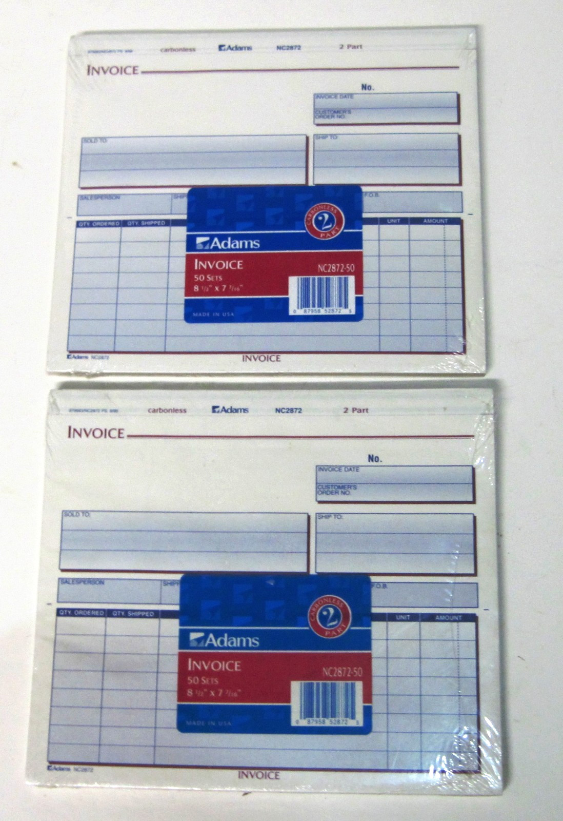 Adams Invoice Forms 2-Part Carbonless 8-1/2″ x 7-7/16″, 2 Sets of 50 (100 Total)