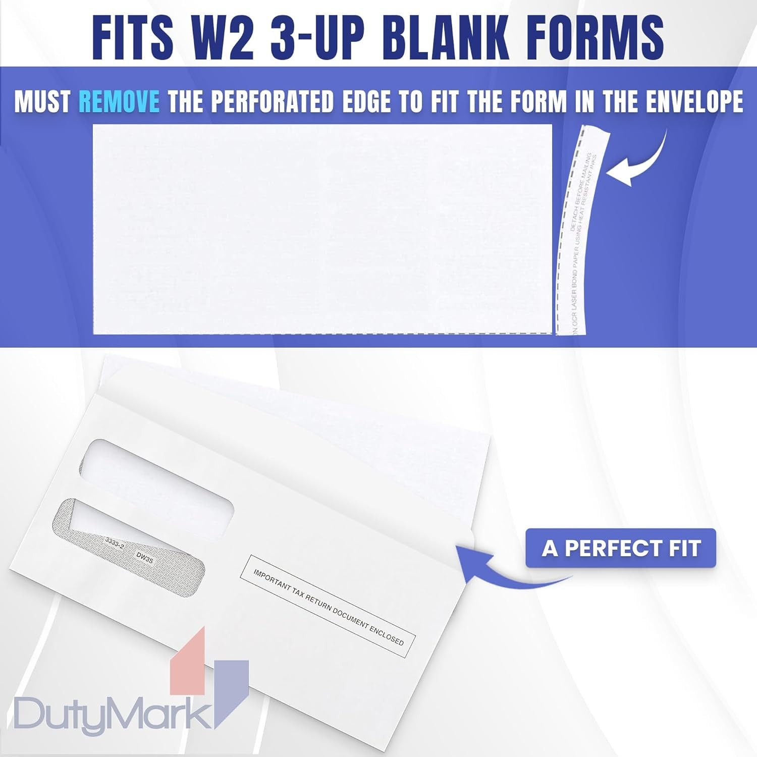 W2 Forms Blank 3 Up Tax Forms 2025 with Envelopes, Perforated Paper With Back