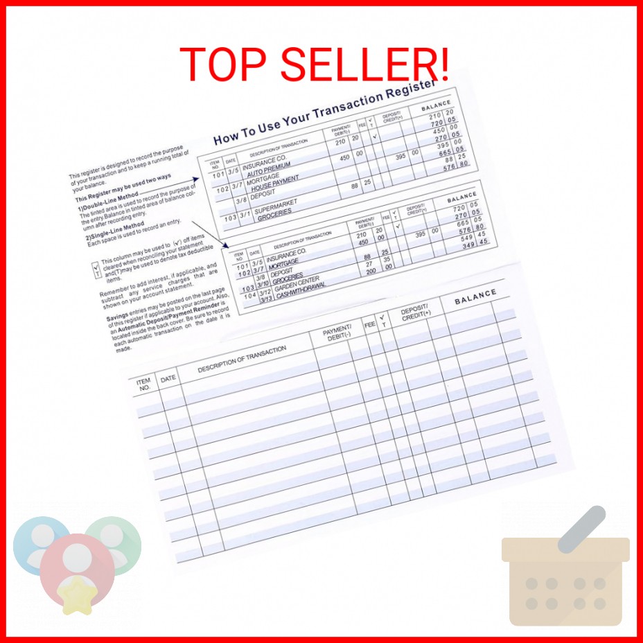 12 Pack Checkbook Register, Check Register Books for Personal and Work Use, Tran