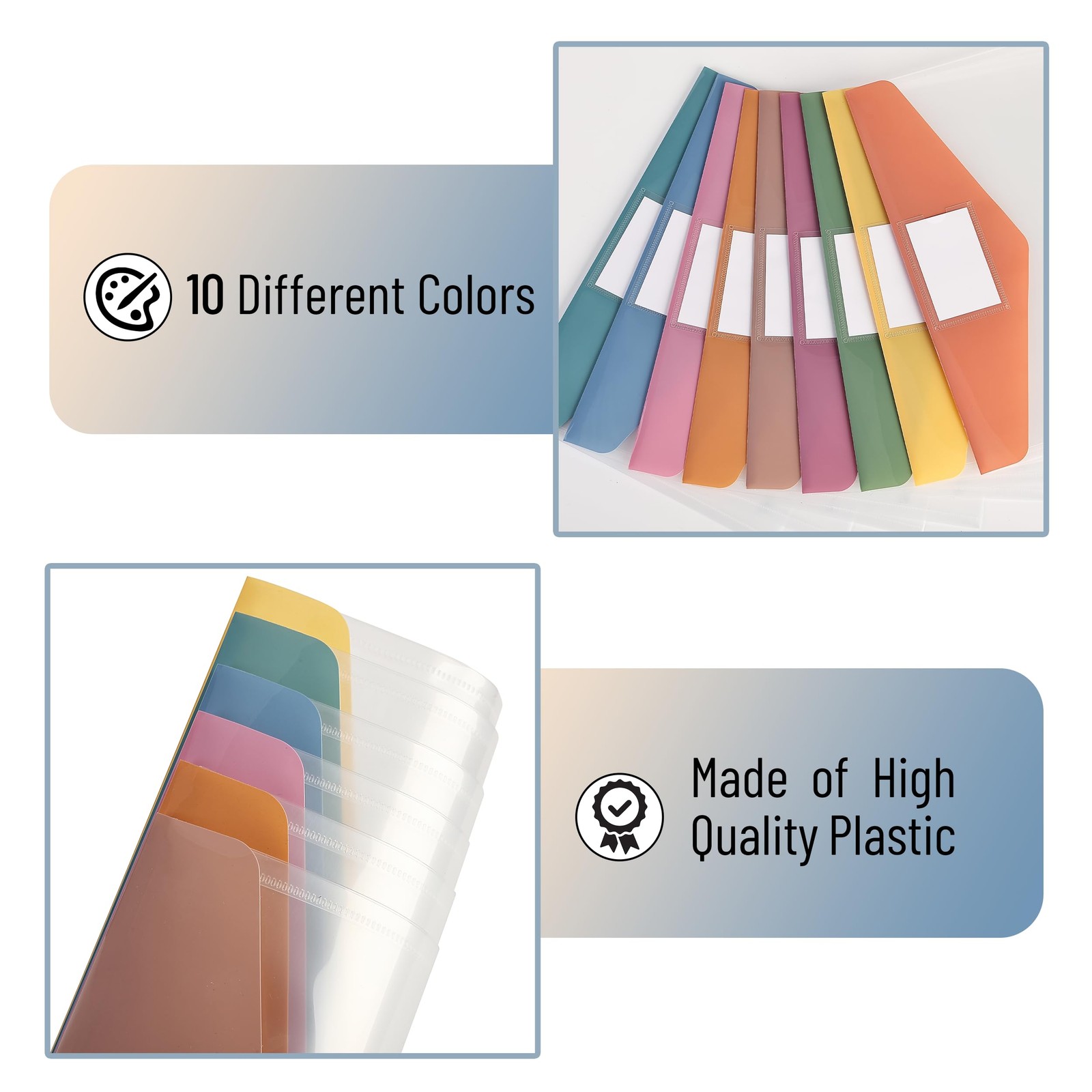 Mr. Pen- Clear Plastic Envelopes File Folders, 10 10 Pack, Multiple Colors