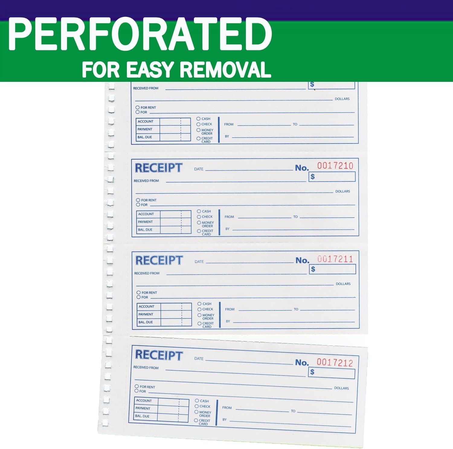 3-Pack Carbonless Rent & Money Receipt Books with Spiral Binding for Easy Use