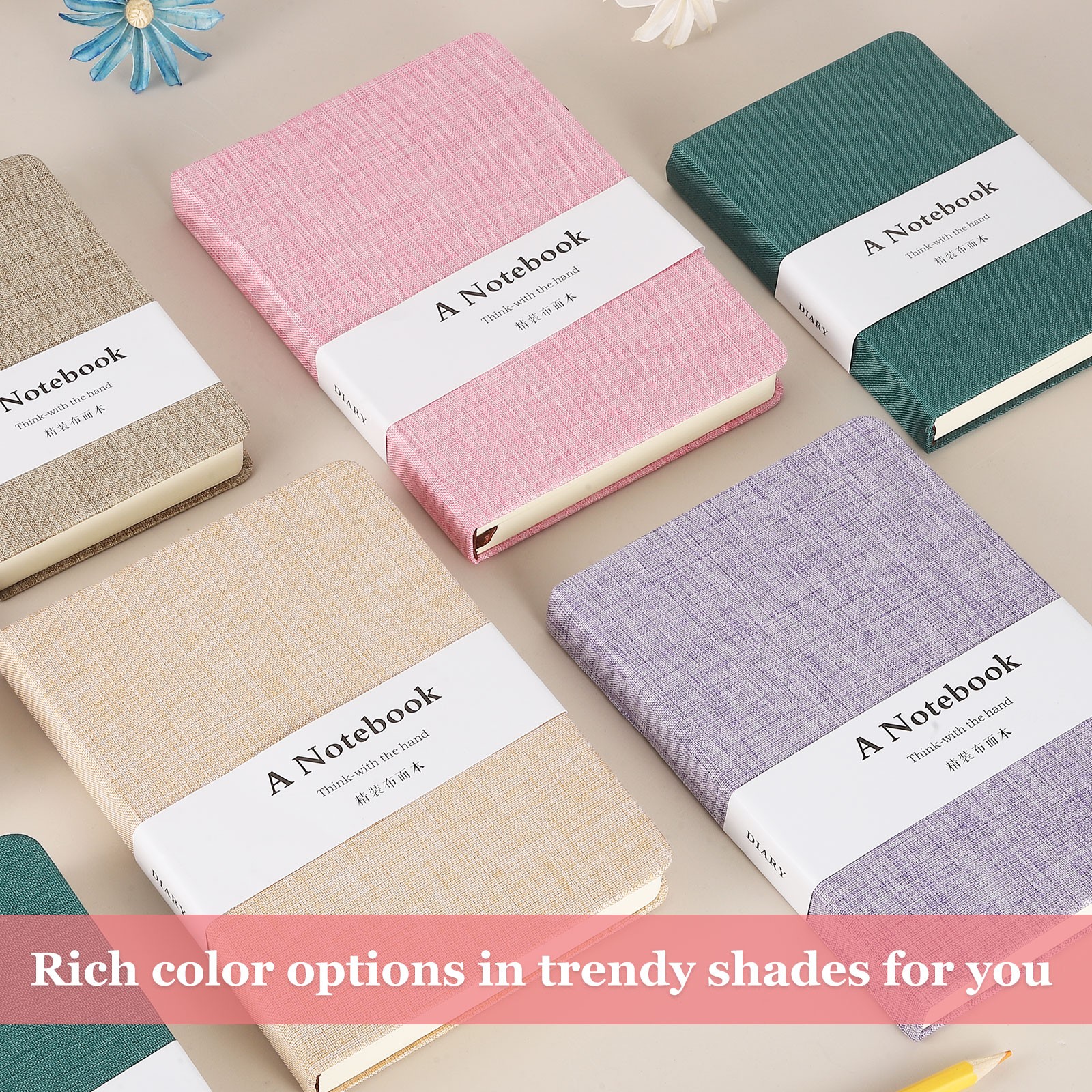Linen Journal Notebook, 256 Pages 100 Gsm A6（3.9×5.7） Hardcover (MountainGreen)