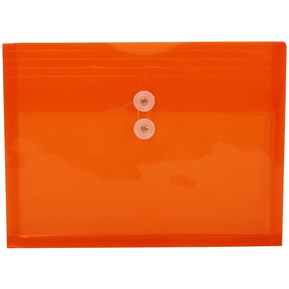 JAM PAPER Plastic Envelopes with Button & Letter Size, Assorted Colors 6 Pack
