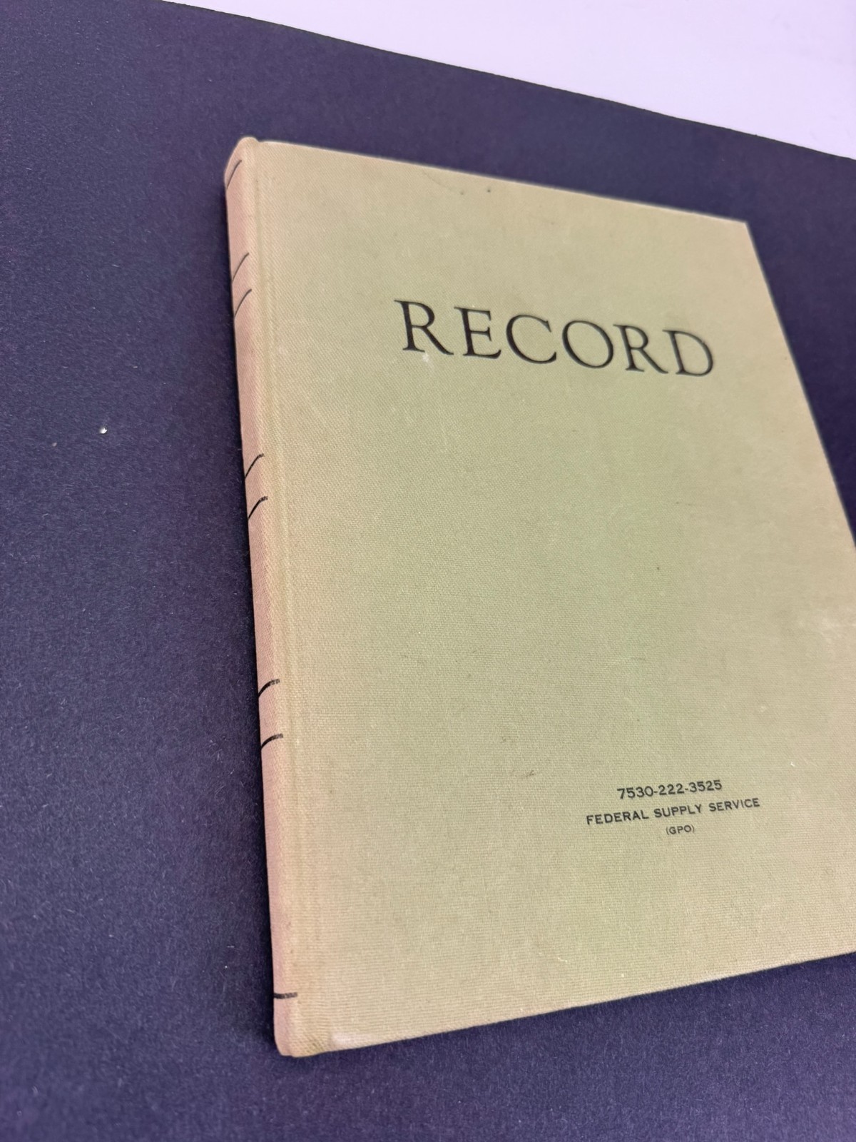 Vintage Federal Supply Service RECORD Log Memorandum Book 10.5 x 8″ Green USED