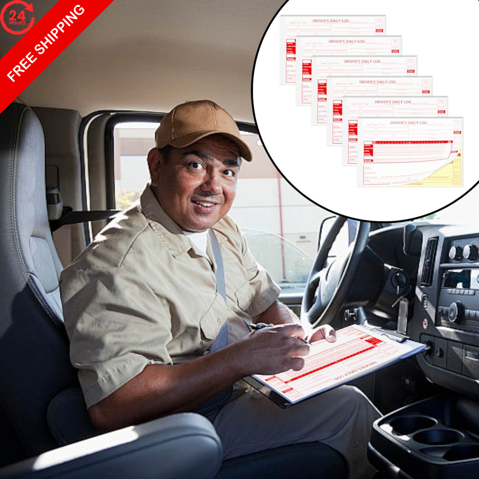 XUEJITECH 6 Pack Truck Driver Daily Log Book with 7 & 8 Day 186 Sets(6Pads)