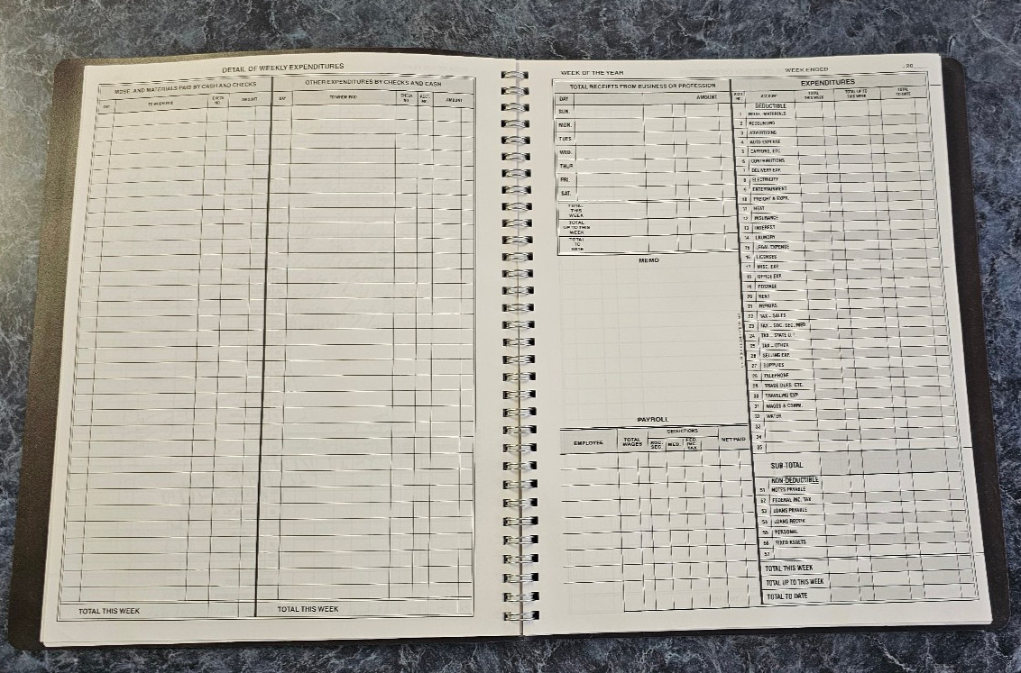 Dome 600 Bookkeeping Record Book Weekly 128 Pages 9 x11 Inches, Brown