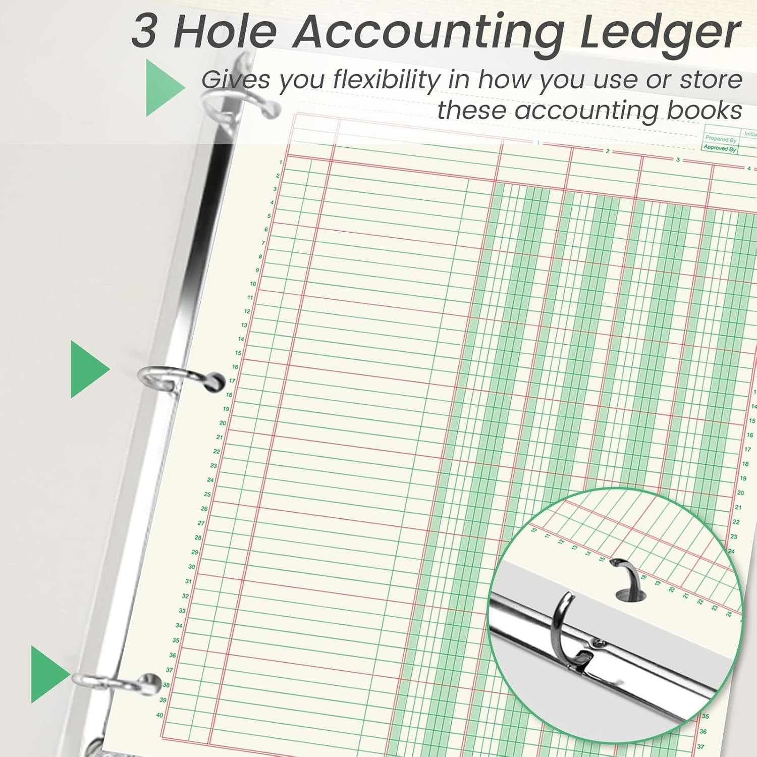 2 Pads 100 Sheets Columnar Analysis Pad 3 Hole Punch Accounting Ledger Book 8-1/