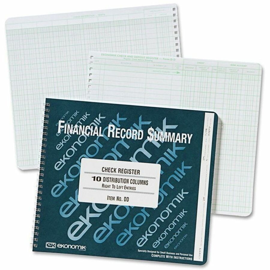 Ekonomik DD Wirebound Check Register 40 Sheets 8.75″x10″ White
