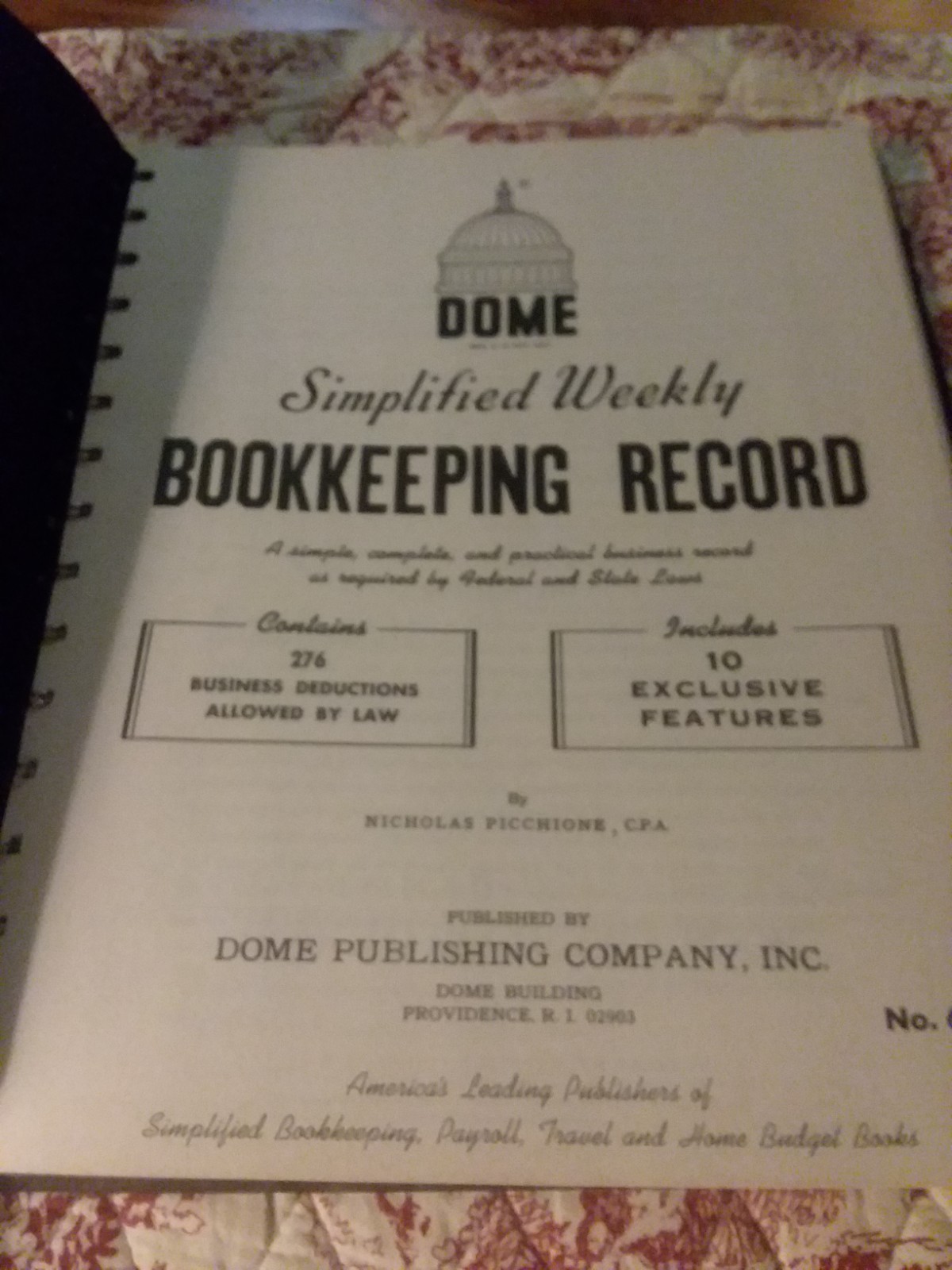 Vintage 1973 Dome Simplified Weekly Bookkeeping Record BOOK – Unused Ledger Book