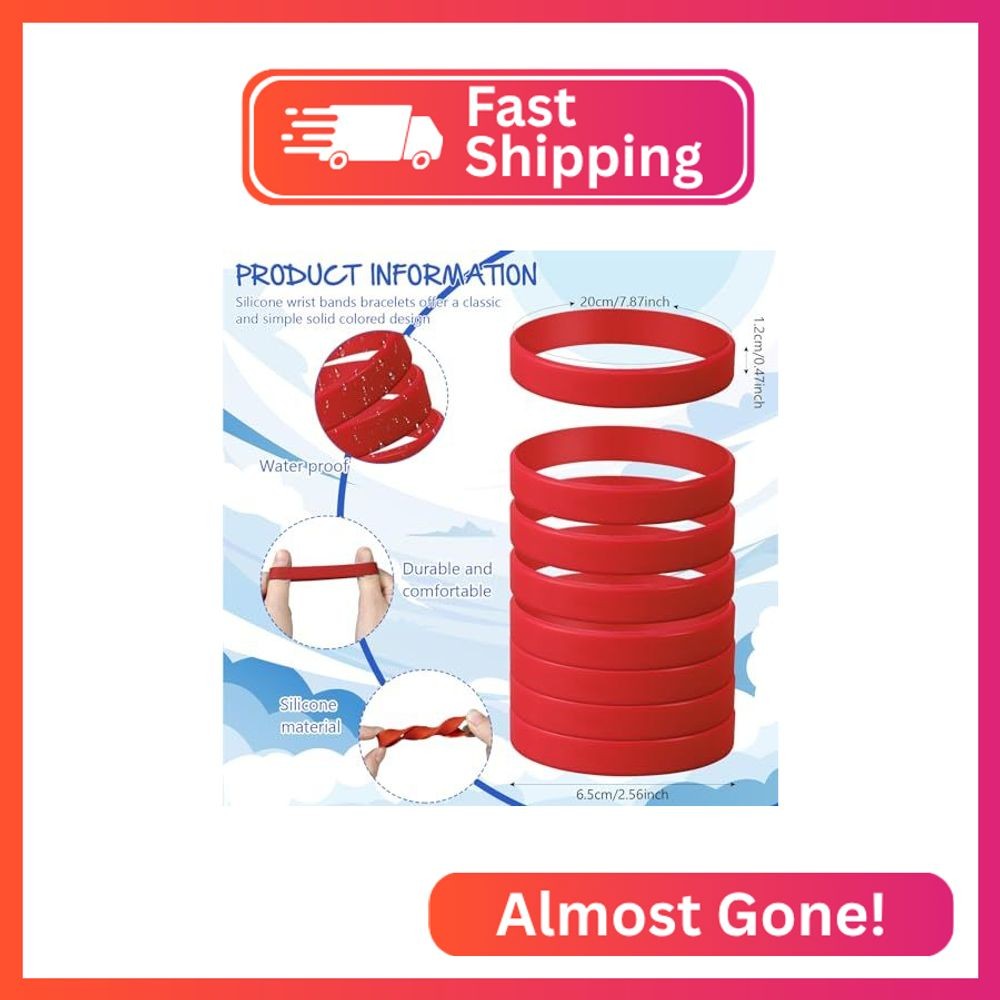 kymqlyw 24 Pcs Plain Silicone Rubber Bracelets Solid Color Rubber Wristbands Spo