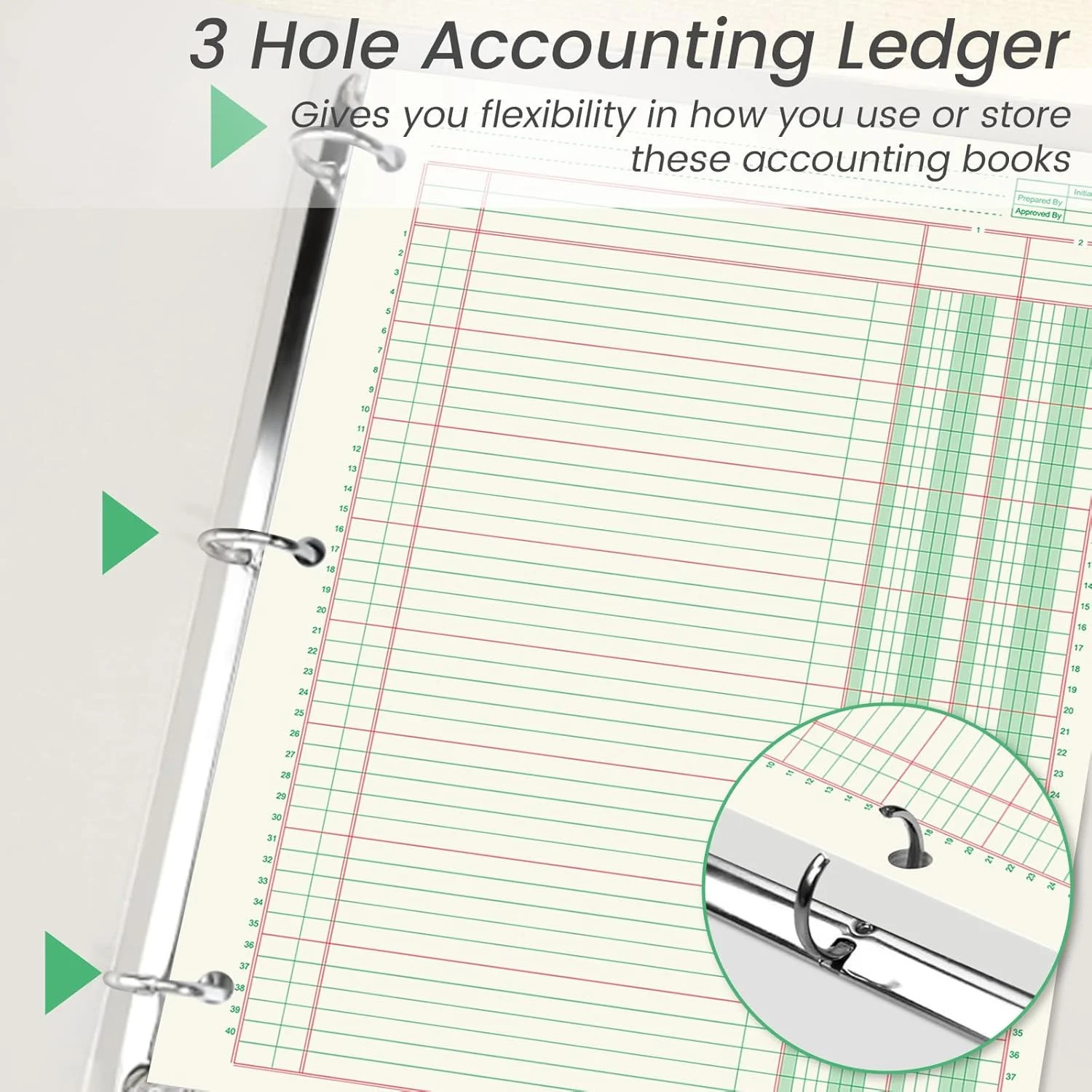 gisgfim 2 Pads 100 Sheets Columnar Analysis Pad 3 Hole Punch Accounting Book 8-1