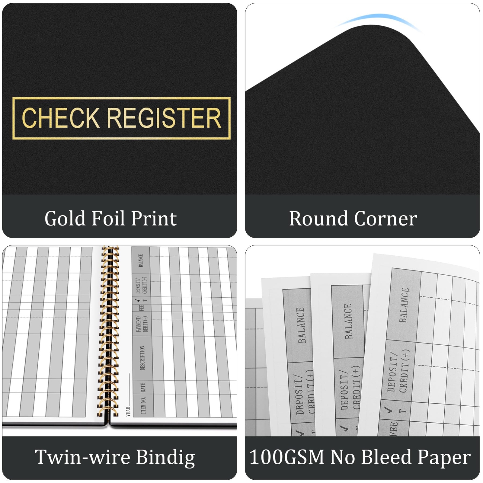 Check Registers for Personal Checkbook, Transaction Expense Ledger Log Book