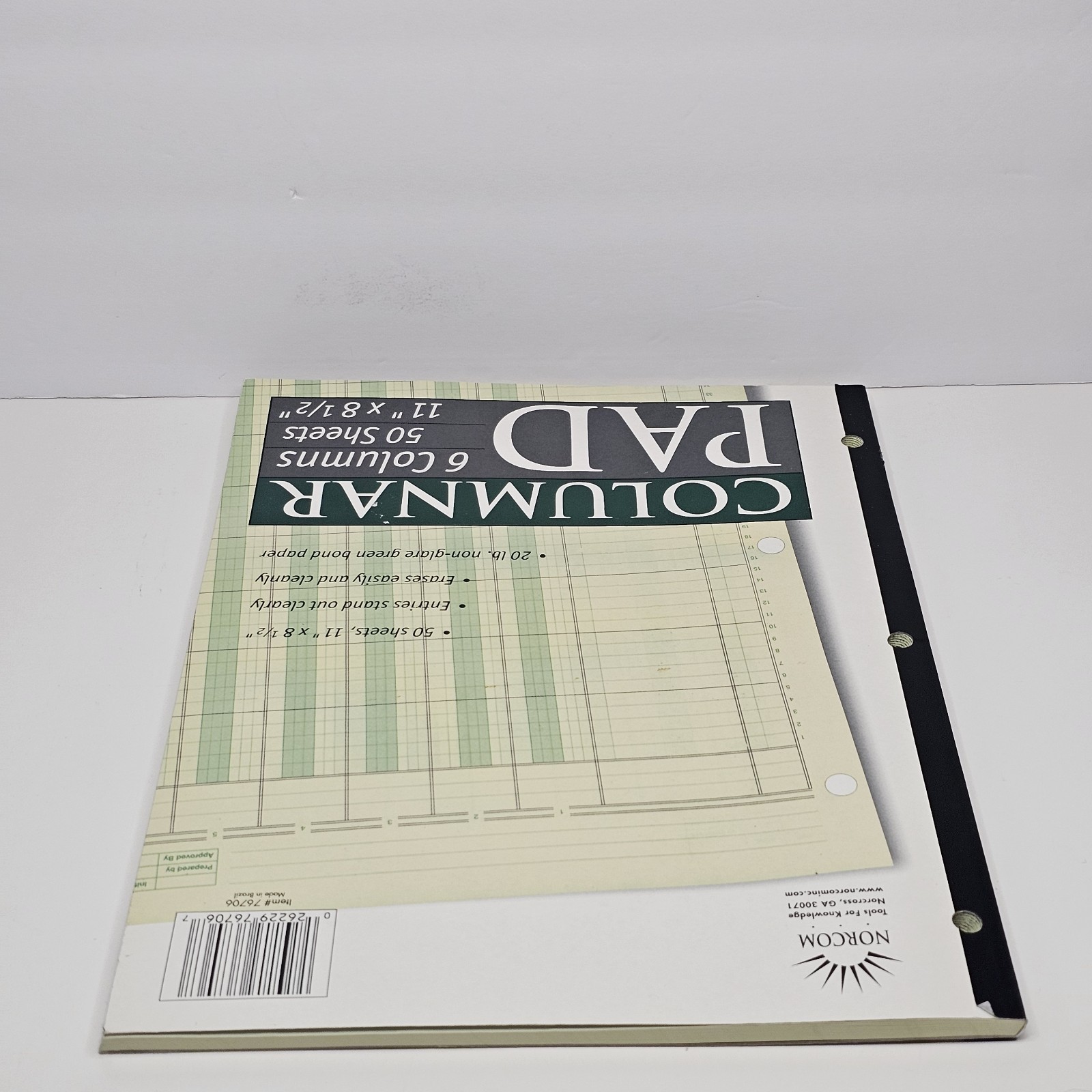 Norcom, Columnar Ledger Pad, 6 Columns, 8.5″ x 11″, Letter Size, 50 Sheets